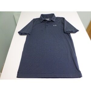 Men's Under Armor, Short Sleeve Golf Polo, Polyester, Blue/Gray Stripe, Size S